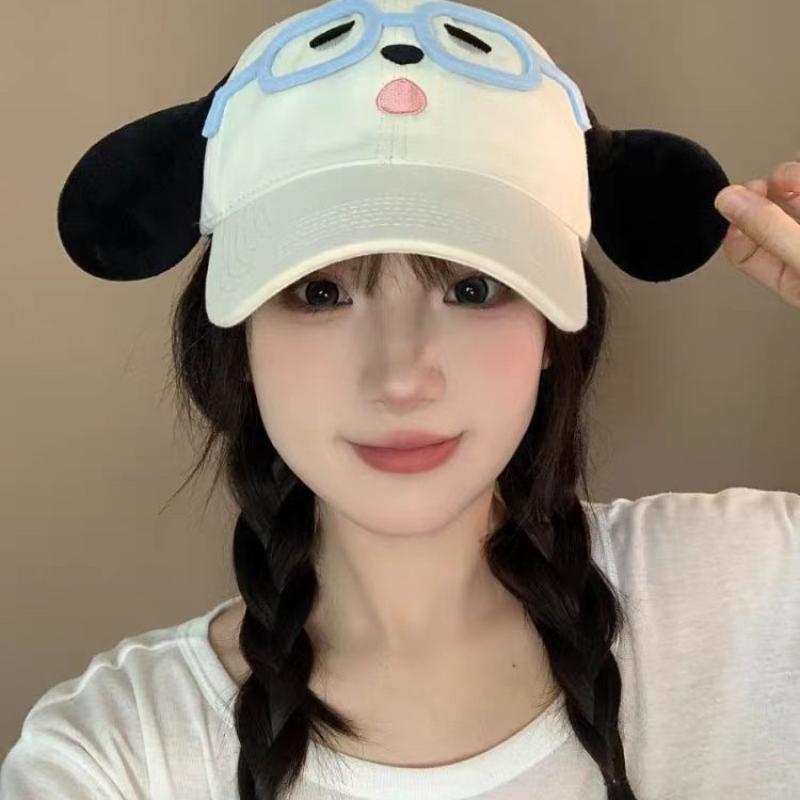 1Pcs Cute Embroidered Dog Baseball Cap Breathable Korean Style Cartoon Sun Hat Sunscreen Y2k Peaked Cap Mountaineering Hat