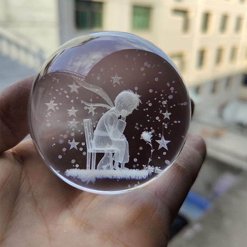 "40 Crystal Ball Ornaments: Rainy Day Clouds, Sun, Galaxy Design - Laser Engraved Cube for Home Decor and Gifts"