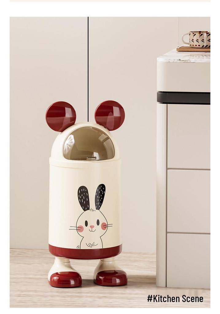 Cute Rabbit Ear Trash Can for Home, Bedroom, Living Room, or Coffee Shop