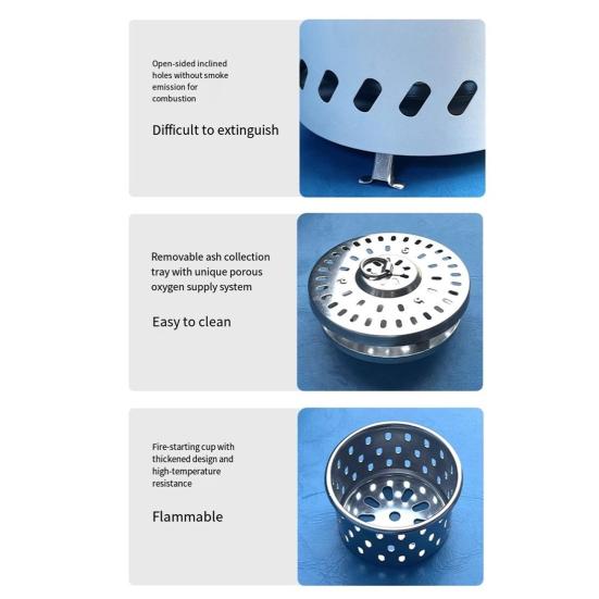 Portable Charcoal Stove Mini Smokeless Tabletop Fires Pit Low Smoke