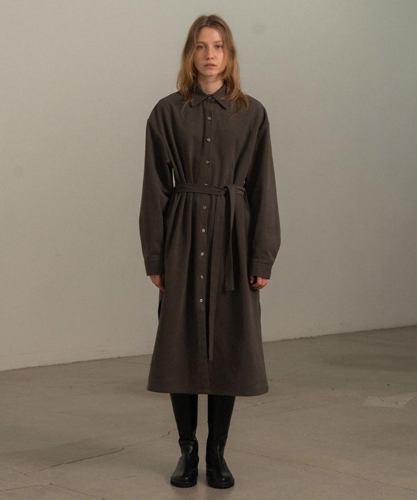 Mosyupamosyu Long Strap Shirt Dress [Charcoal]