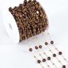 1M Stainless Steel Round Crystal Beaded Chains Gold Color Link Chain for DIY Boho Necklace Bracelet Chain Jewelry Making Materia