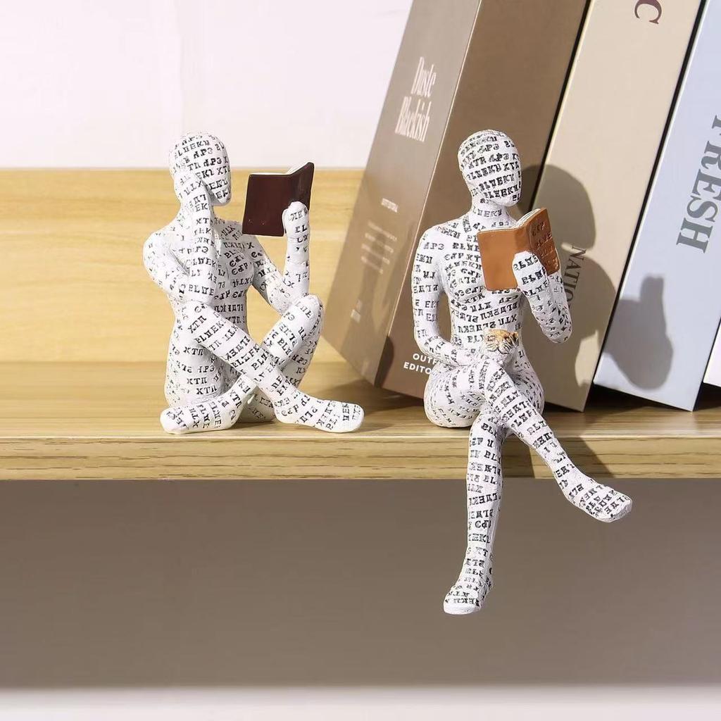 Creative Reading Book Pulp Woman Thinker Statue Decor Art Design Home Decor Accessories Modern Ornament Figurine Collectible