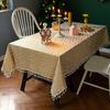 Christmas Holiday Tablecloth Bronzing Printing Fabric Cotton And Linen Dining Table Cover Hotel Dust-Proof Dining Table Cloth