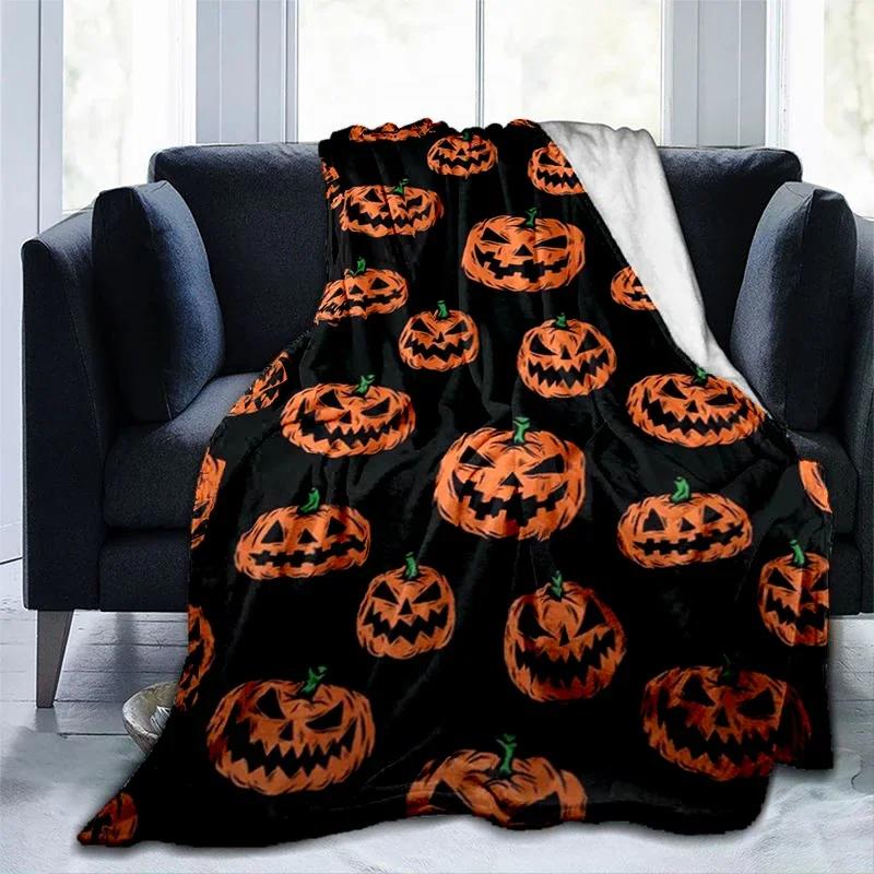 Calabaza de Halloween&;manta estampada de fantasma de terror, manta de franela cálida a la moda, manta cubresofá, regalo de Halloween