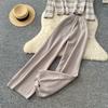 Autumn Winter Women Casual Striped Knitted Sweater Trouser Two Piece Set Full Sleeve Pullover Tops and Wide Leg Pant Tracksuit