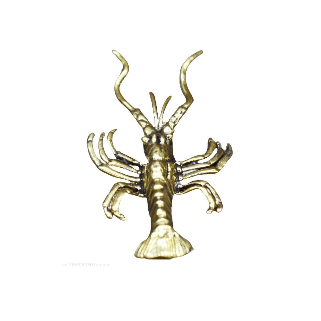 Vintage Artificial Animal Lobster Brass Miniature Figurines Vintage Ornament Lifelike Crayfish Simulation Tea Pet Desk Decor