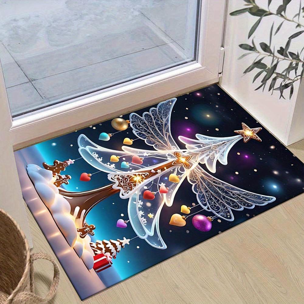 

1pc Christmas Themed Rug, Christmas Tree Print, Bedside Carpet, Non slip Laundry Room Mat, Machine Washable Water Absorbing Entrance Door Ma 60cm by 90cm