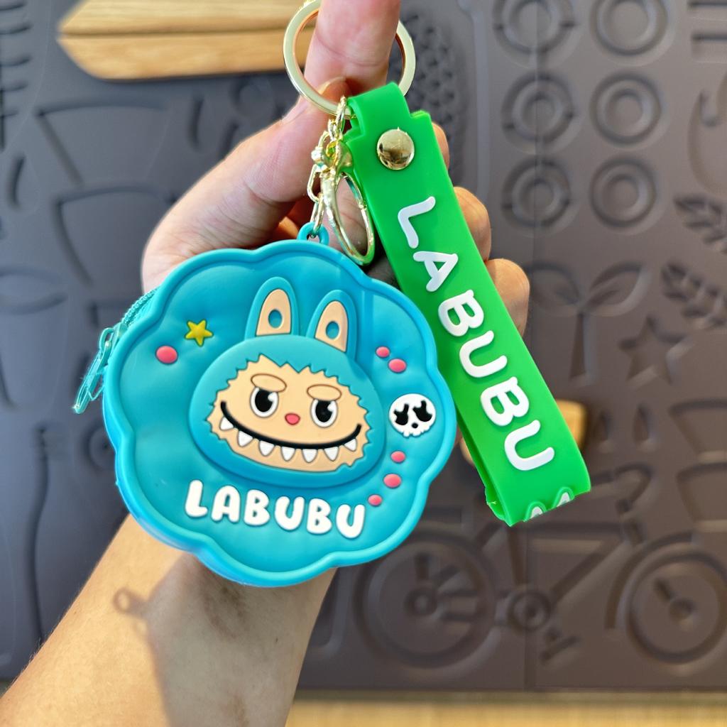 Labubu Silicone Change Bag Pendant Labubu Cute School Bag Pendant Keychain Ring Doll Machine