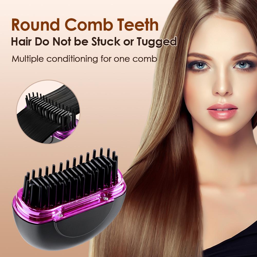 Portable Wireless Electric Straightening Comb Rechargeable Hair Straightener Brush Fast Heating Comb for Hair Smooth Styling