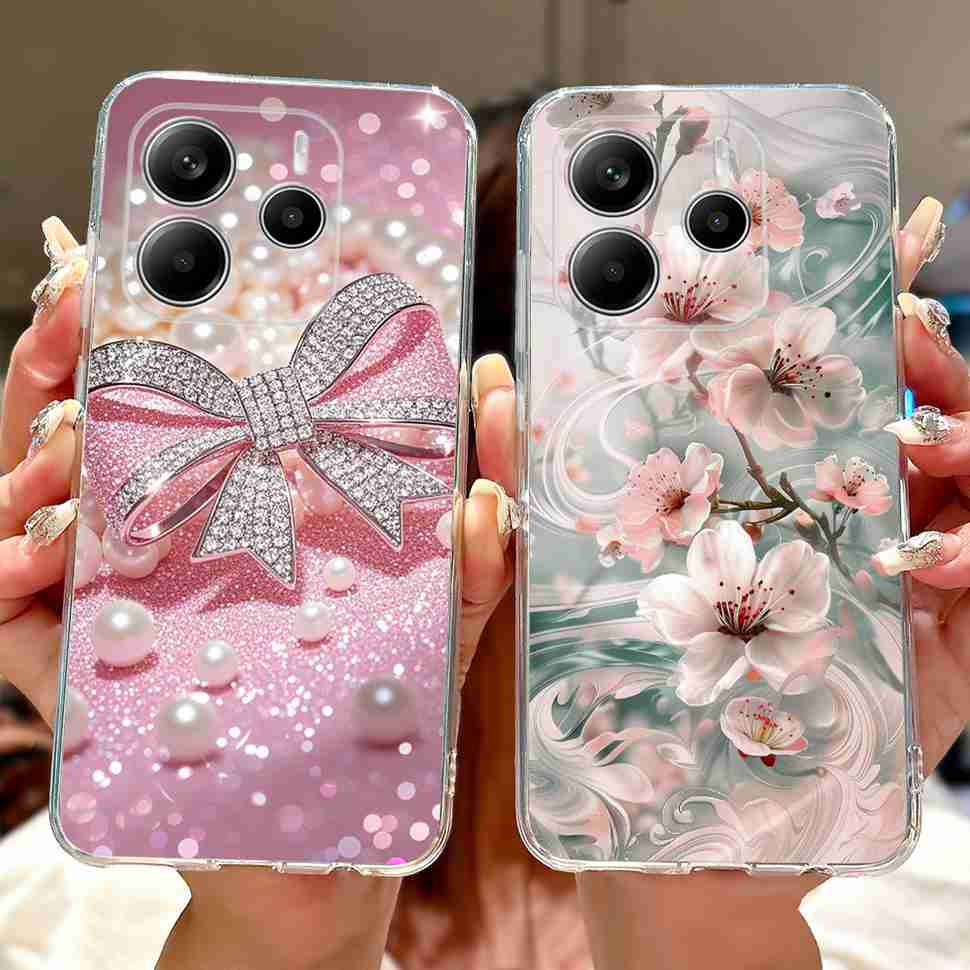 For Xiaomi Redmi Note 14 Pro 5G Case Beautiful Flower Heart Cover Soft Silicone Casing For Redmi Note 14 Note14 4G Cover Coque