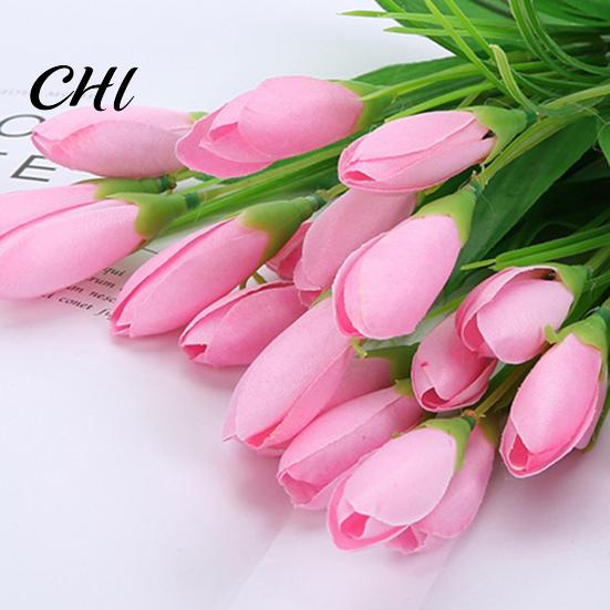 Simulation Flower 1 Bouquet Artificial Realistic Colorfast 21 Heads Vivid Fake Tulip Wedding Favors