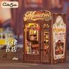DIY Book Nook Kit Miniature Wooden Dollhouse with Light Bookshelf Insert Decoration Model for Gifts Bookshop Memories