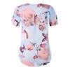 Stylish Floral Short Sleeve Ladies Chiffon Blouse For Casual Everyday Wear