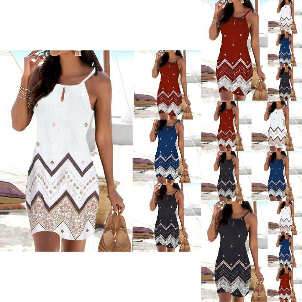 Women's Strappy Floral Print Mini Dress For Summer Stylish Beach Getaways