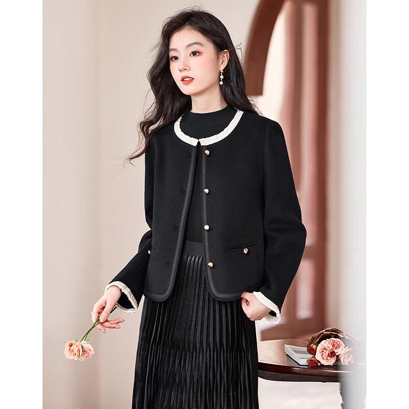 Sishuinianhua Women's Elegant Wool Blend Short Coat 255277N1