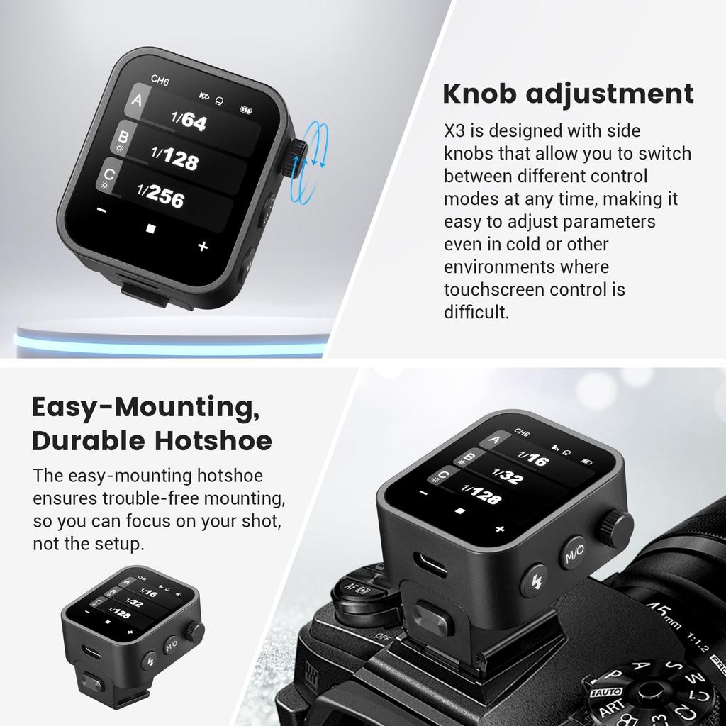 Godox Wireless Flash Trigger with OLED Rechargeable Hot Godox X Wireless and TCM Compatible with Olympus and Panasonic and Technical Approval X3-O