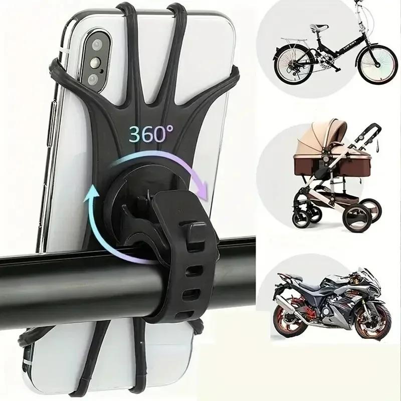 VIKEFON 360 Rotatable Mobile Phone Bicycle Motorcycle Bike Safe Bracket Silicone Support Silicone Pull Type For All Phone Stand