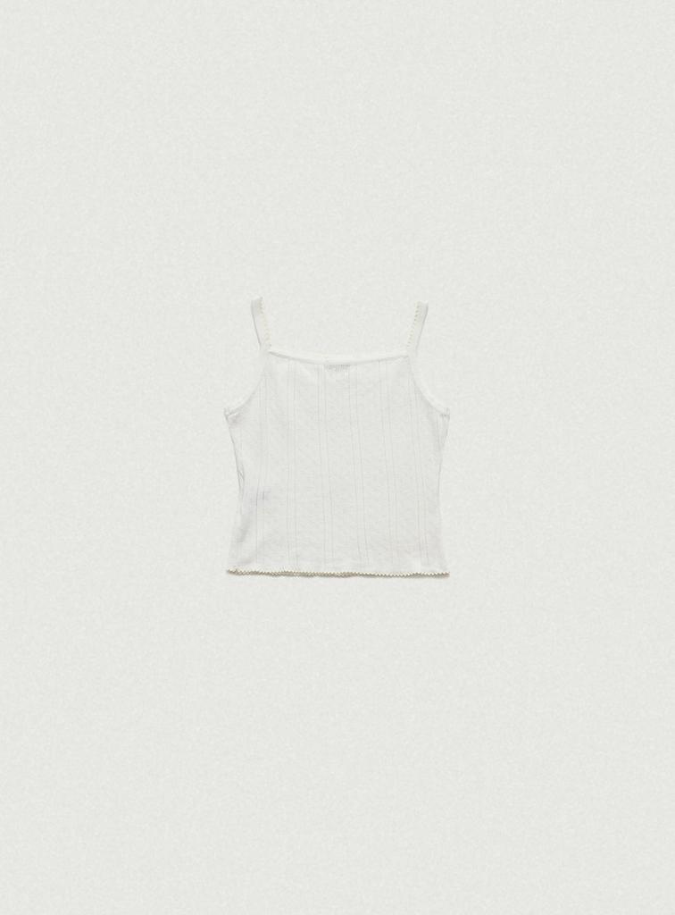 Deobanes Cotton Eyelet Knit Cardigan Ensemble With Sleeveless Top_Ivory