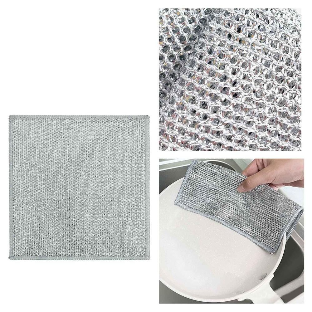 10pcs Wet And Dry Use Double Sided Wire Rags Nonstick Scrubbing Pads Convenient Dishcloths Home