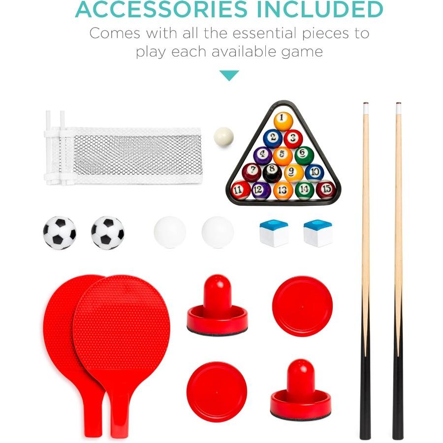 4in1 Multi Game Table S Combination Arcade Set for Home Play Room Rec Room with Pool Billiards Air Hockey Foosball and Table Te