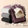 Womens Fleece-Lined High-Waist Slim Fit Thermal Leggings Winter Warm Full-Length Pants