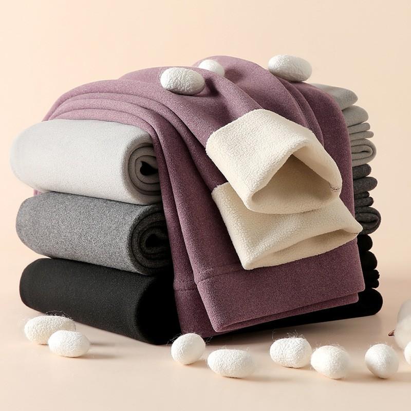 Womens Fleece-Lined High-Waist Slim Fit Thermal Leggings Winter Warm Full-Length Pants
