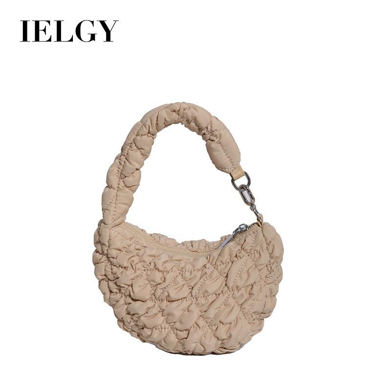 IELGY Cloud Bag Pleated Soft Down Bag Nylon Handbag