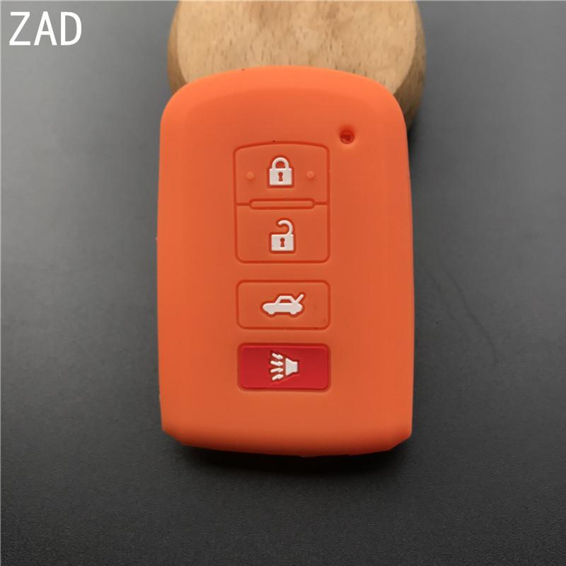 

ZAD Silicone rubber car key cover case skin For Toyota Highlander RAV4 Camry Avalon Corolla 2016 2017 4 buttons remote key cover помаранчевий