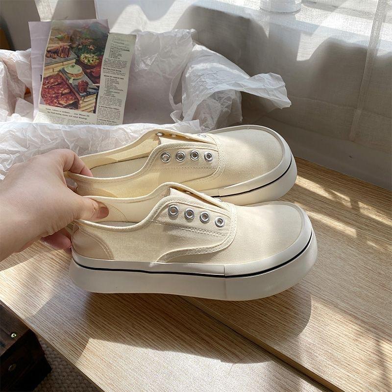 Mango Head Canvas Shoes Women's Design Sense Summer Thin One-pedal Board Shoes Show Feet Small Women's Shoes