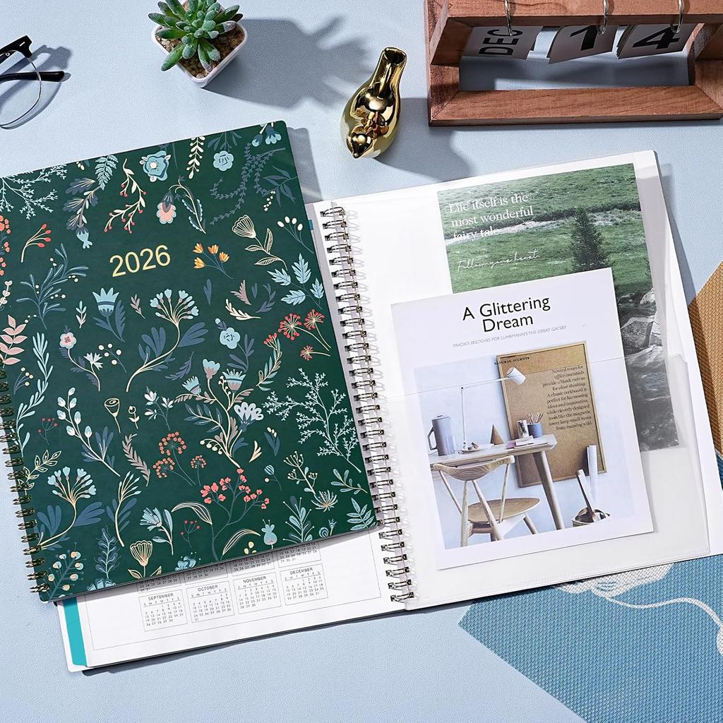 2026 Monthly Planner - 2026 Planner, Monthly Calendar 2026, Jan. 2026 - Dec. 2026, 9" x 11", 12 Month with Tabs & Pocket, Flexible Cover, Twin-Wire