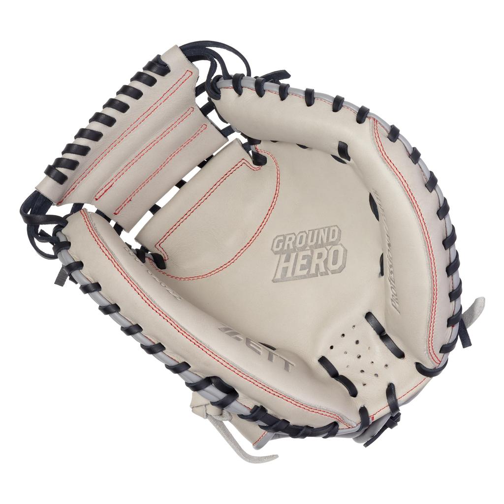 ZETT Ground Hero Youth Softball Gray x BJC762622 Catcher's Mitt, Right-Handed Throw, Black,