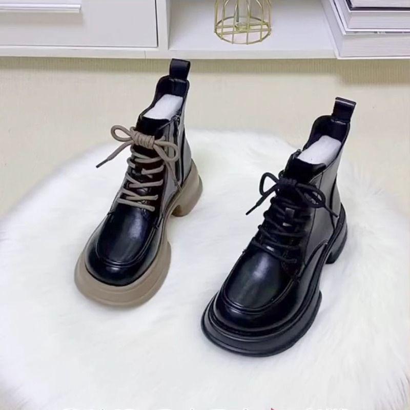 Thick-soled Martin boots women's autumn and winter 2025 new round-headed muffin bottom fashion versatile British style short boots fashion boots
