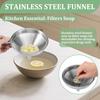 2Pcs Kitchen Funnels Set 5/6 Inch 304 Stainless Steel Oil Liquid Metal Funnel with 200/100 Mesh Strainer for Liquid Juice Wine