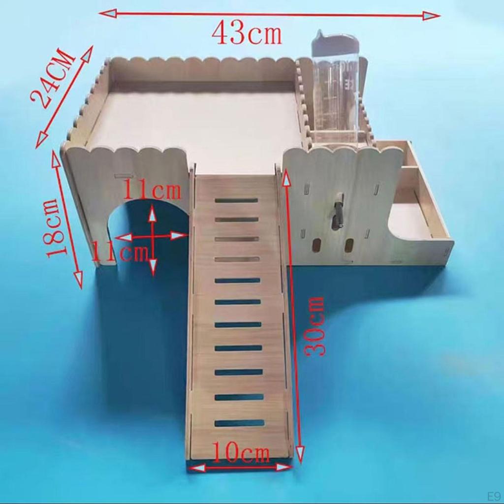 Convertible Wooden Hamster House, Guinea Pig Enclosure, Chinchilla Hut, Feeding Area And Spa