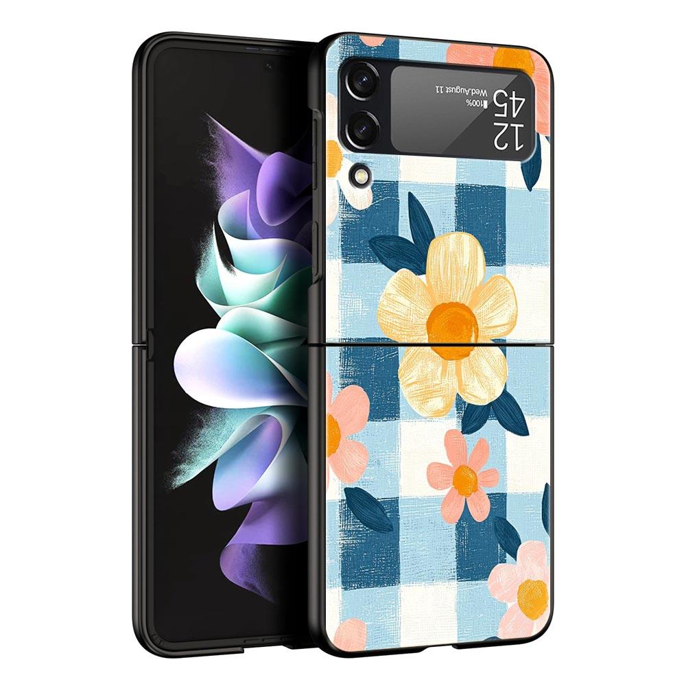 Handyhülle für Samsung Galaxy Z Flip 3 4 5 6 7 Faltbar Für Samsung Z Flip4 Flip5 PC Hartschalenhülle Stilvolles Design mit Blumenmuster