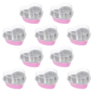10 Stück Herzförmige Aluminiumfolien-Kuchenform Kratzfest Einweg-Backformen für Muffins Herzförmige Kuchenformen