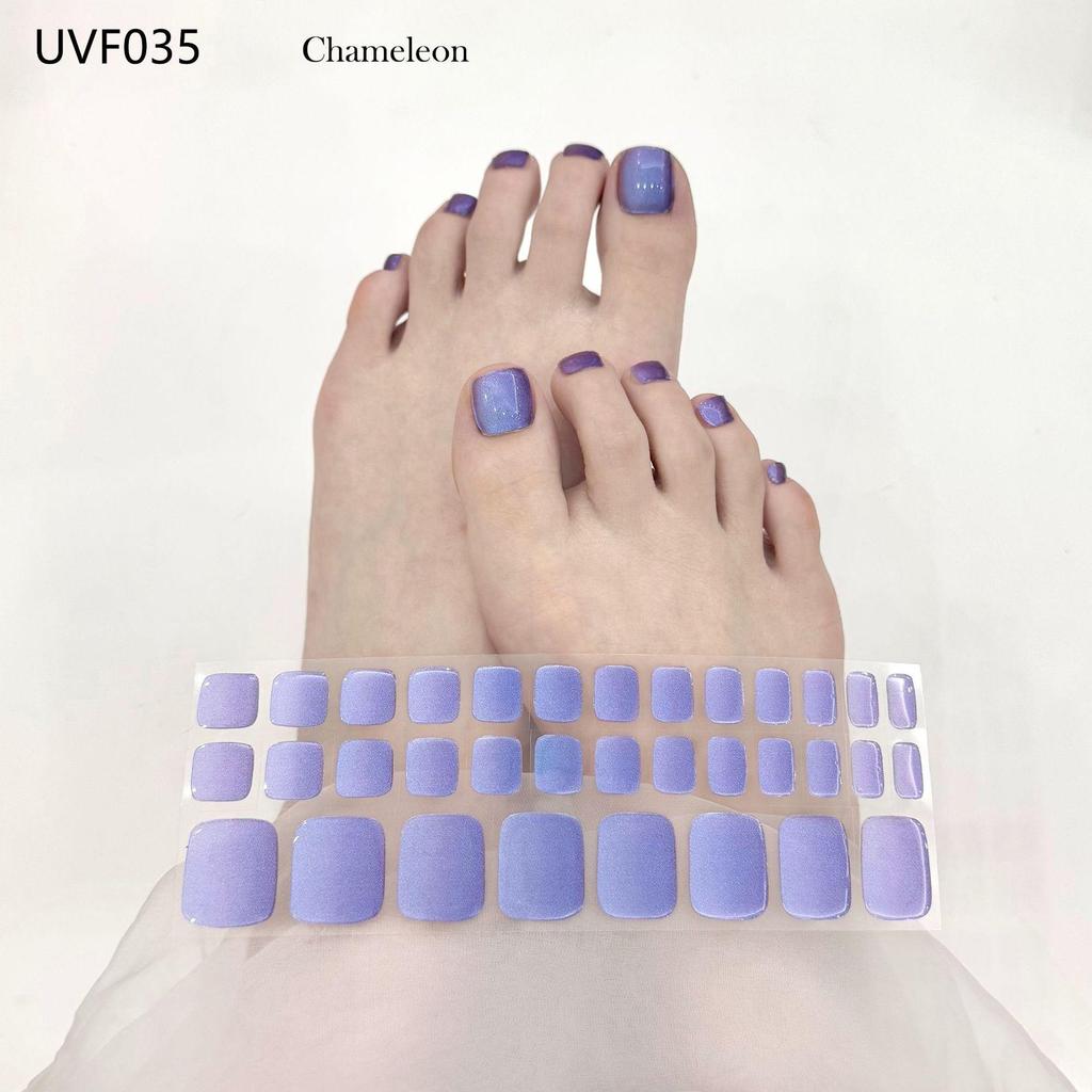 Gel Toe Nail Art Stickers - Semi-Cured UV Lamp Foot Nail Polish Stickers
