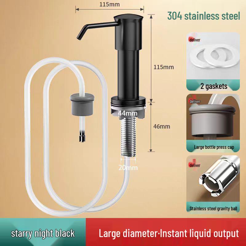 304 Stainless Steel Soap Dispenser with Press Pump for Dishwashing and Vegetable Washing Basin