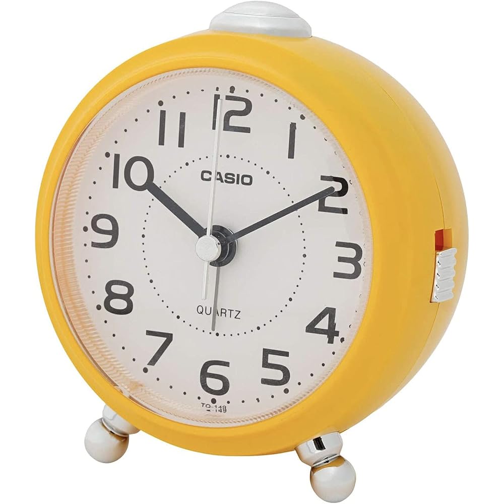 CASIO Alarm Clock, Table Clock, Yellow, Analog, Small, Snooze, Light, TQ-149-9JF