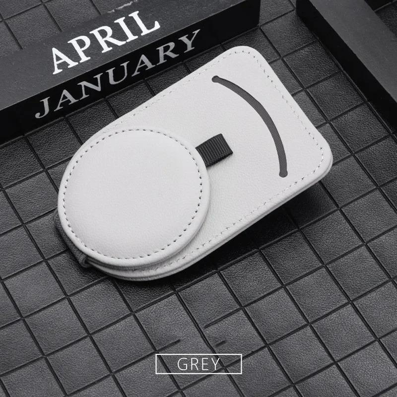 

Car Sun Visor Glasses Holder leather Sunglass Case Clip Car Sun Shade Hanger Portable Cards Mount Bills Case Retail Box серый