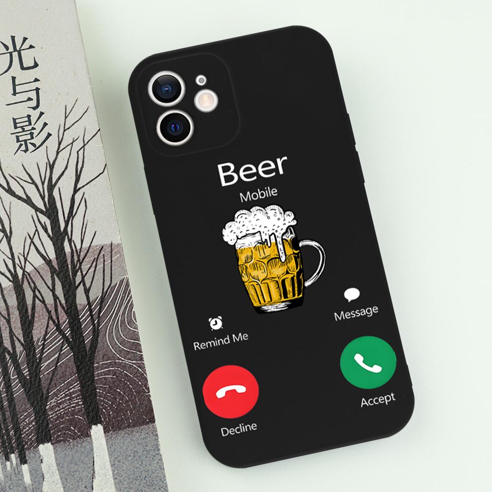 

Funny Beer Call Phone Case For iPhone 16 15 14 13 12 11 Pro Max Mini X XS SE4 7 8 Plus 16E Shockproof Silicone Soft Cover Shell iPhone 7 8 SE