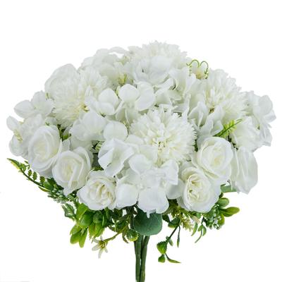 Silk Rose Chrysanthemum Bridal Bouquet Artificial Flowers Wedding Outdoor Garden Home Room Decor Wreath DIY Gift Accessory Cheap