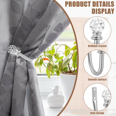 Curtain Holdback Decorative Metal Curtain Tie Back with Acrylic Crystal Ball for Home Living Room Bedroom Bathroom