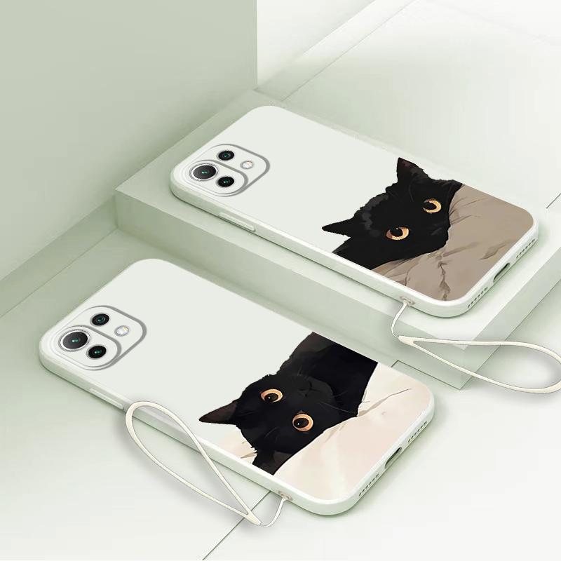 Case for Xiaomi Redmi A1 K60 K40 14C 13C 12C 9 8 10 A2 A3x Phone Cover Cartoon Black Cat Fashion