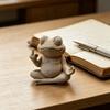 Meditative Frog Figurine Zen Yoga Frog Statue with Middle Finger Gesture Quirky Garden Sculpture for Home Office Desk Decor