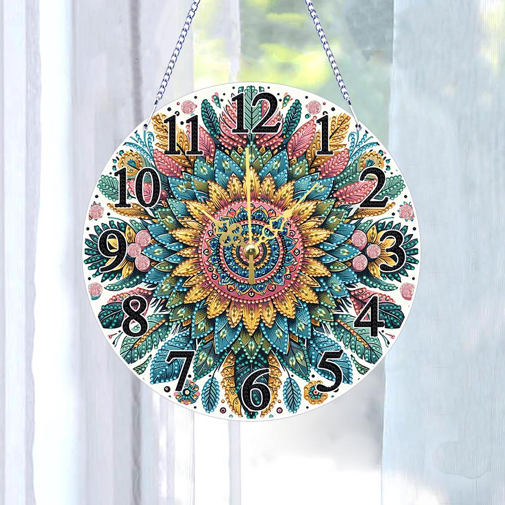 2D Flat DIY Irregular Shaped Drilling Diamond Painting Clock Pendant 5D Hanging Clock Art Craft for Living Room Decoration