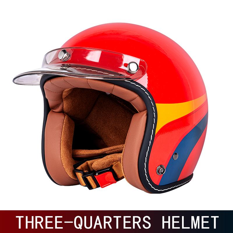 Warm three-quarters retro helmet for men and women motorcycle winter warm cruise American 3/4 half helmet.