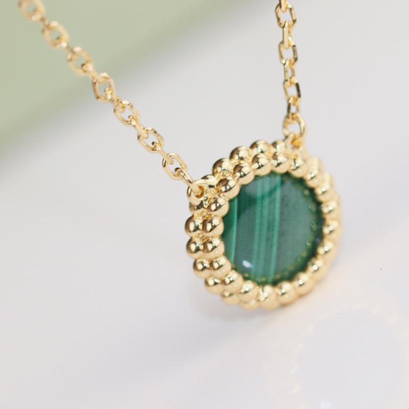 Top Brand Pure 925 Sterling Silver Jewelry For Women Green Beads Pendants Carnelian Necklace Pink Gold Luxcy Malachite Charms