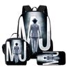MJ Printed Backpack Lunch Bag Pencil Case Set for Kids Students